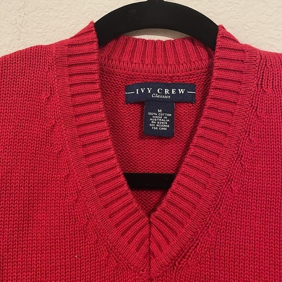 Ivy Crew Men Vest Medium Red 100% Cotton Contemporary Classic Academia Preppy - Picture 6 of 11